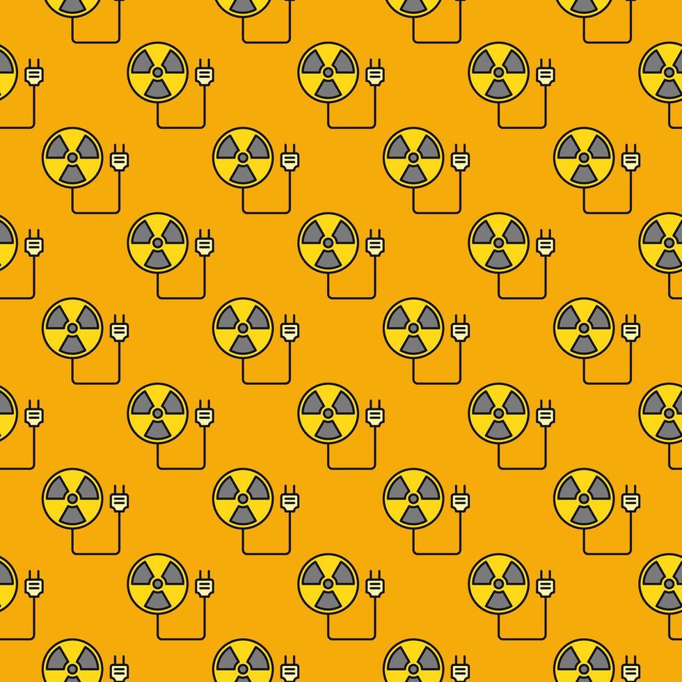 Plug from Radiation symbol vector Radiation Warning colored seamless pattern