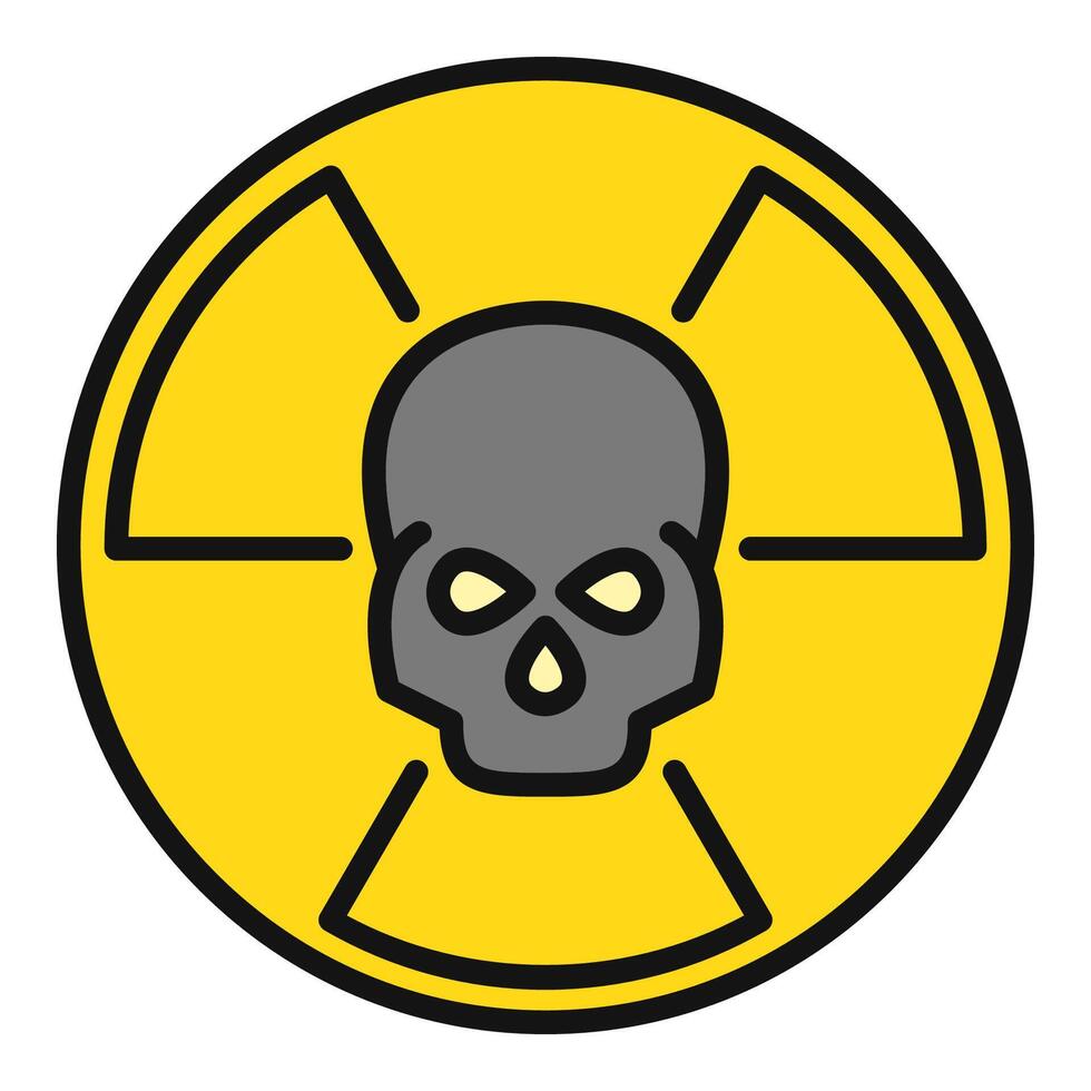 Radiation symbol with Skull vector Radiation colored icon or design element