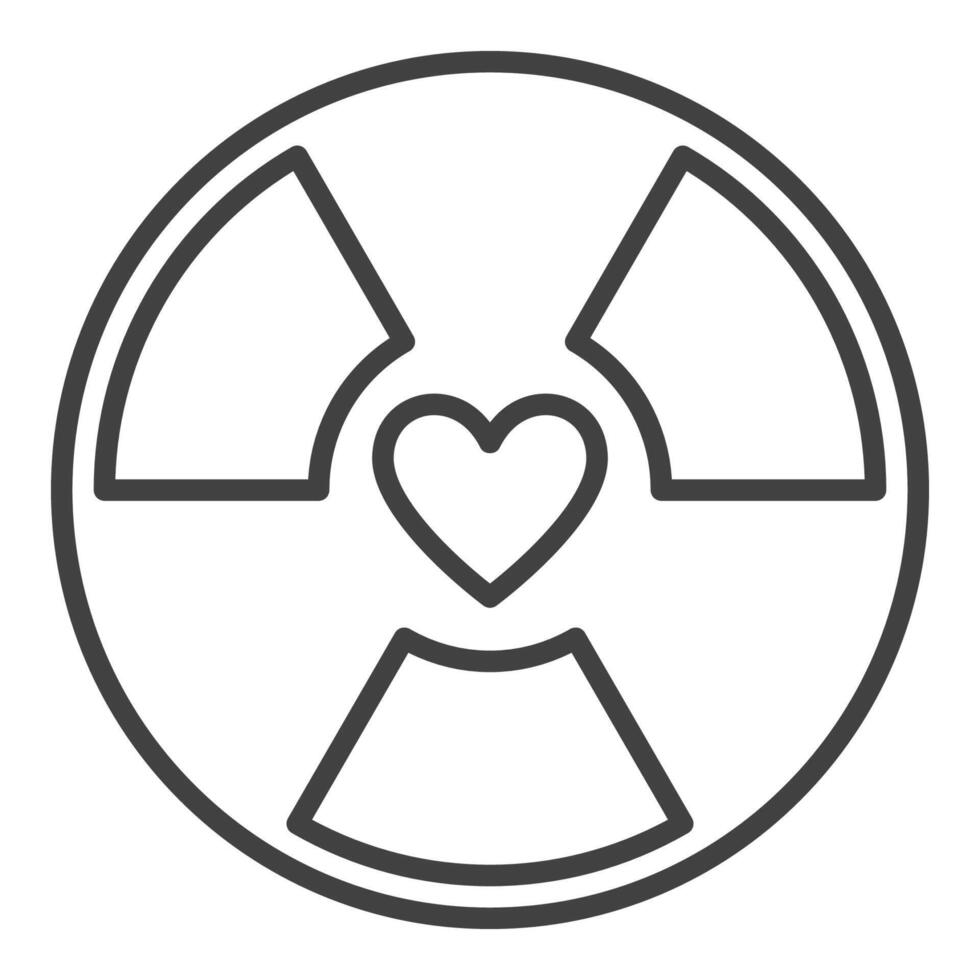 Heart with Radiation vector Radioactive icon or symbol in outline style