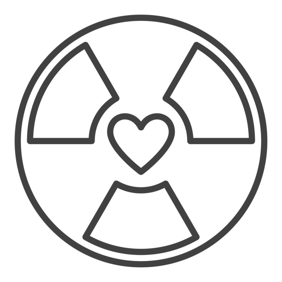 Heart with Radiation vector Radioactive icon or symbol in outline style