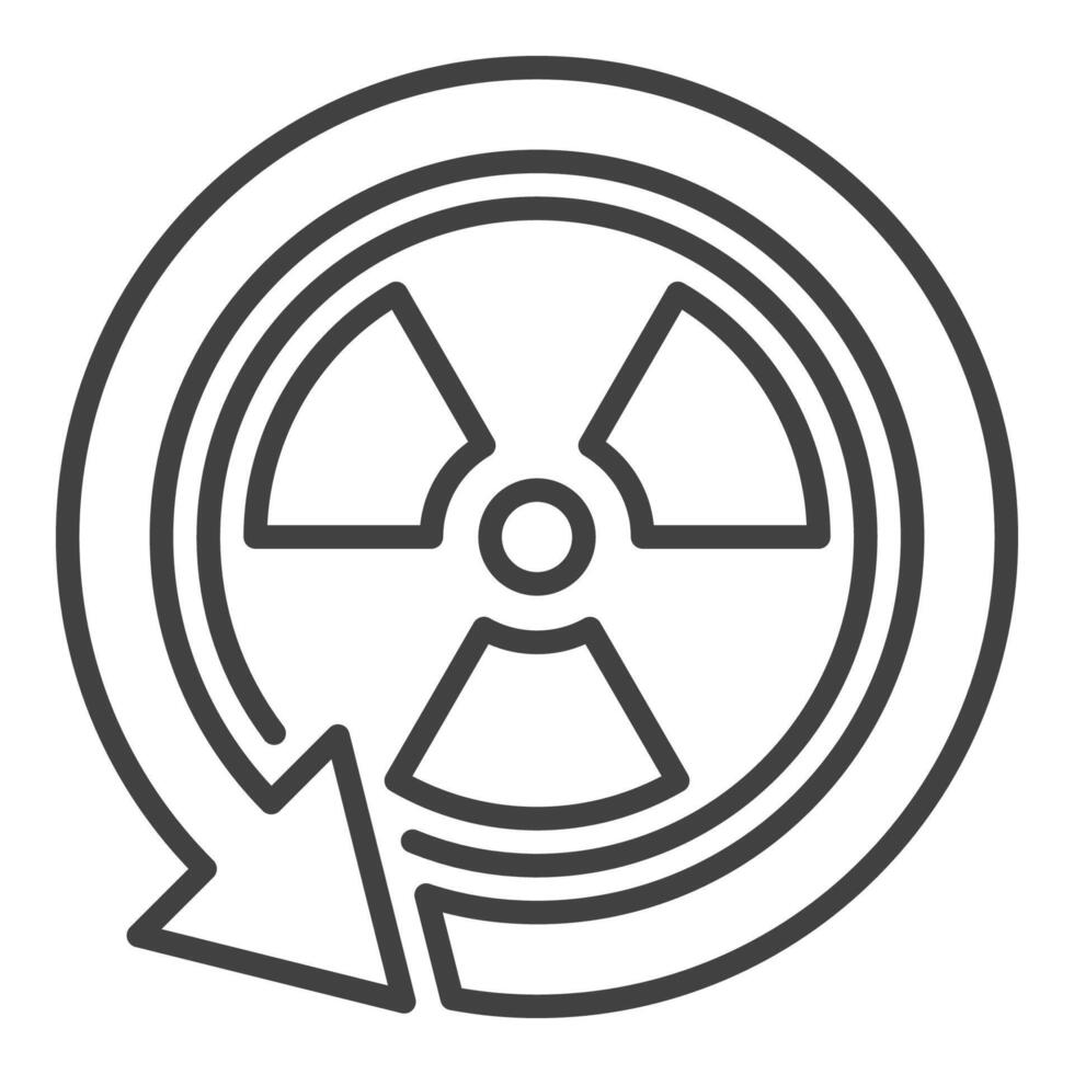 Arrow with Radiation vector Danger Zone thin line round icon or symbol