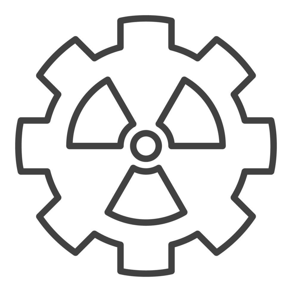 Radiation Cog Wheel vector Radioactive icon or symbol in outline style