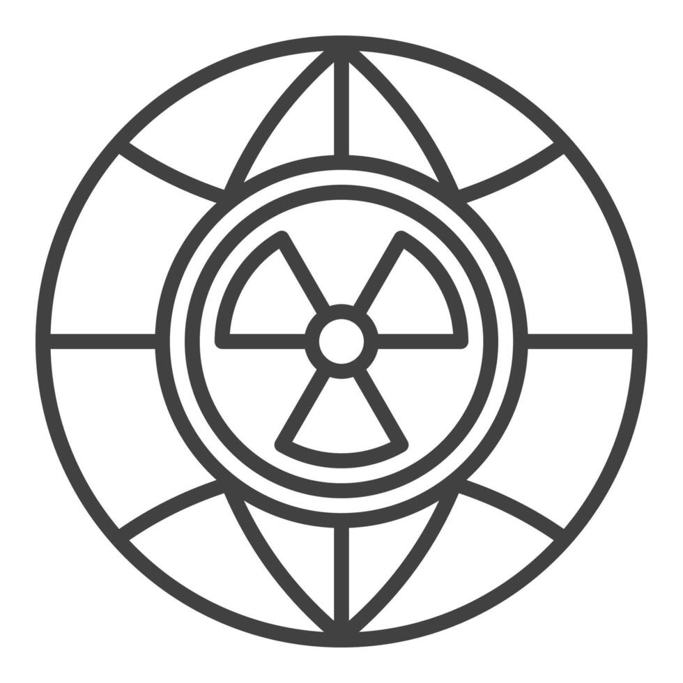 Radiation Earth Globe vector Radioactive icon or symbol in outline style