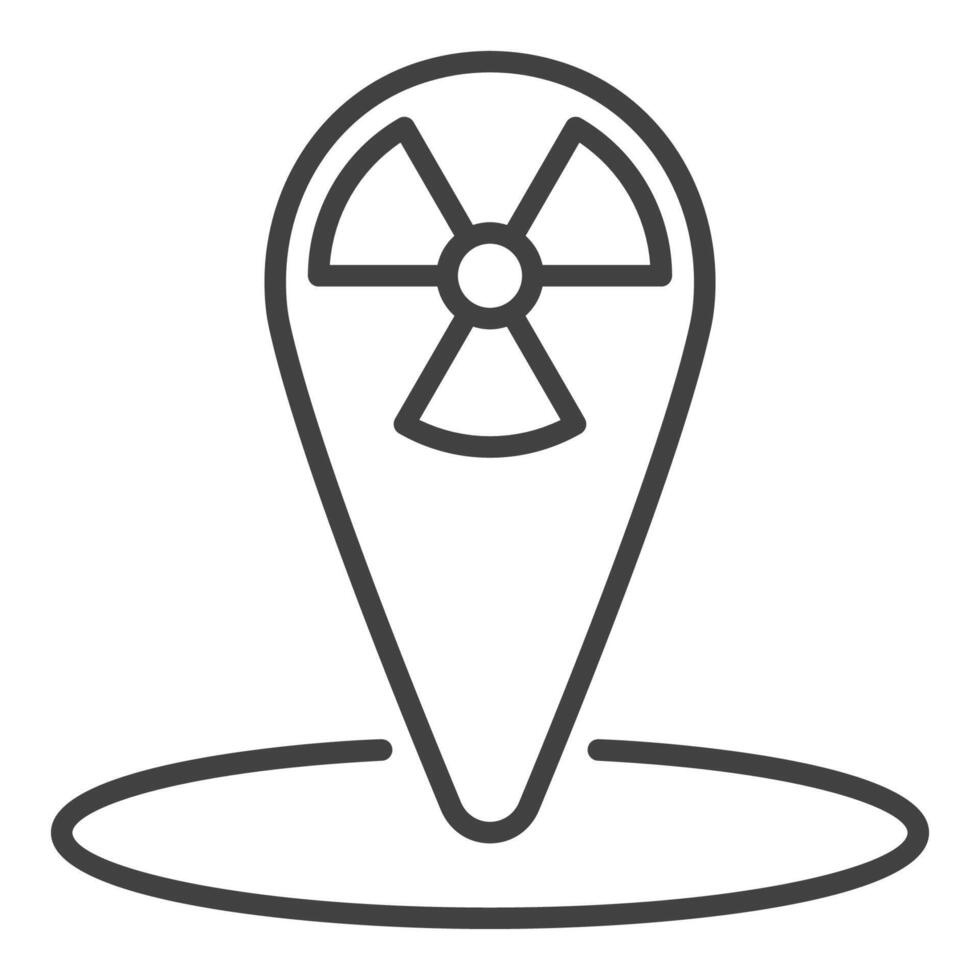 Radiation Geo Pin Mark vector Danger Zone thin line icon or symbol