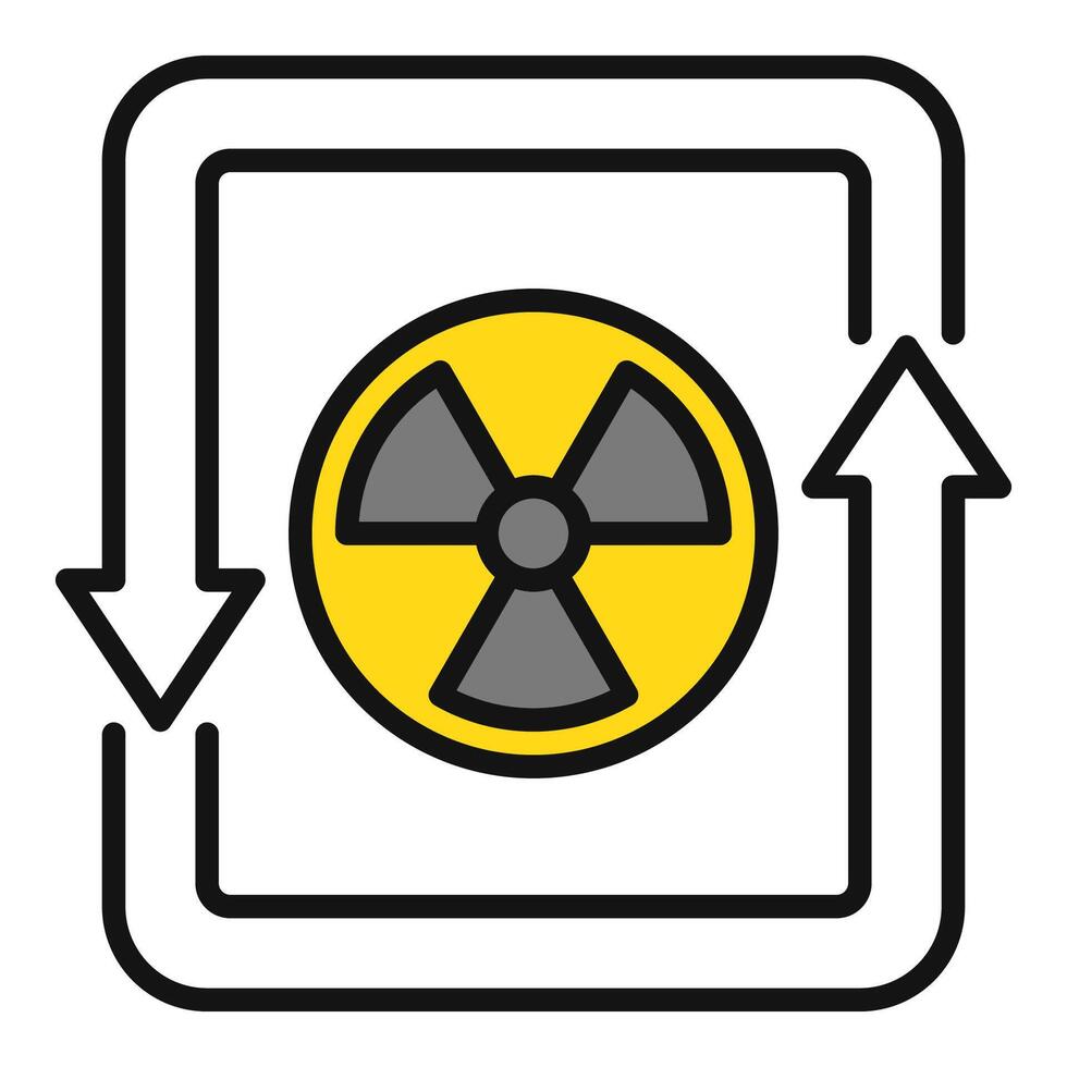 flechas con radiación símbolo vector nuclear zona de colores icono o diseño elemento