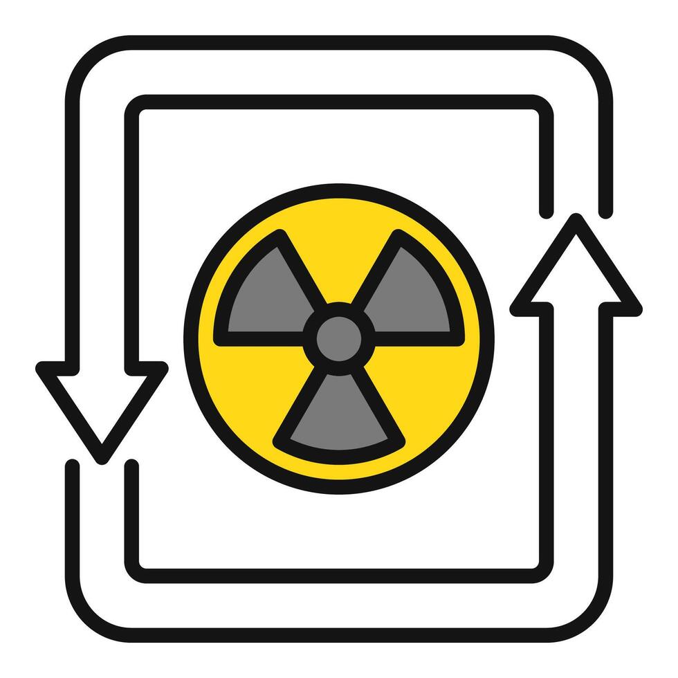 Arrows with Radiation symbol vector Nuclear Zone colored icon or design element