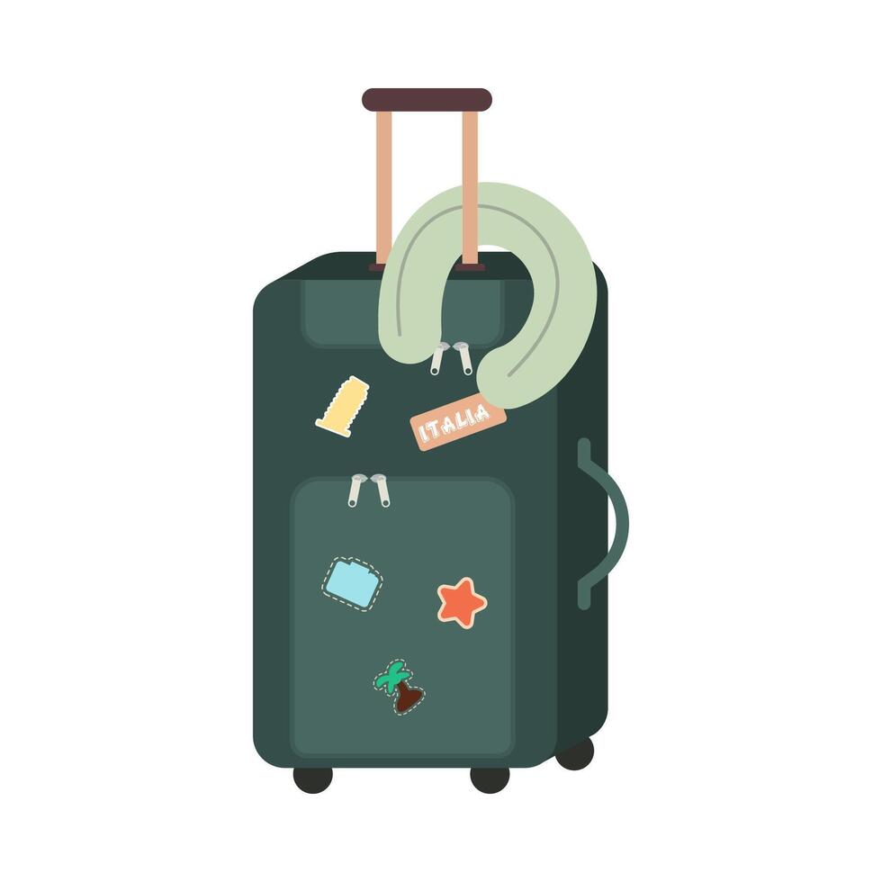 Icons luggage. Flat style summer travel suitcase. Suitcases and backpacks. Vector illustration holiday.