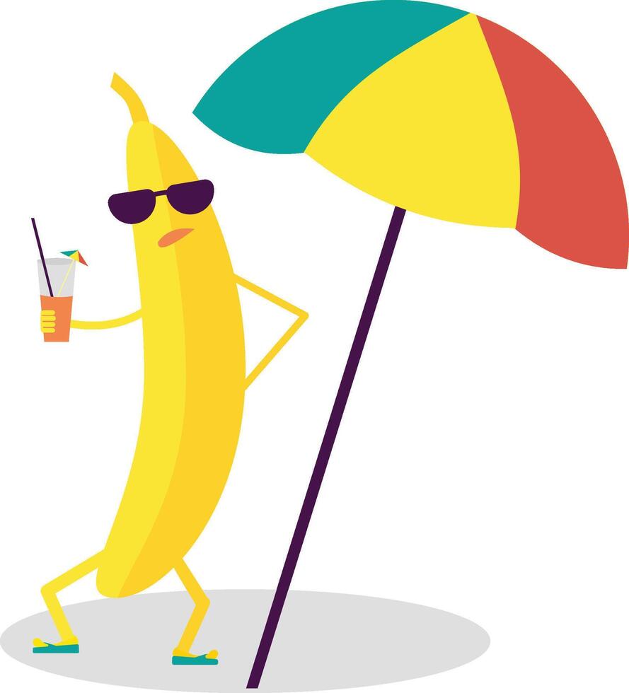 funny banana with cocktail vector