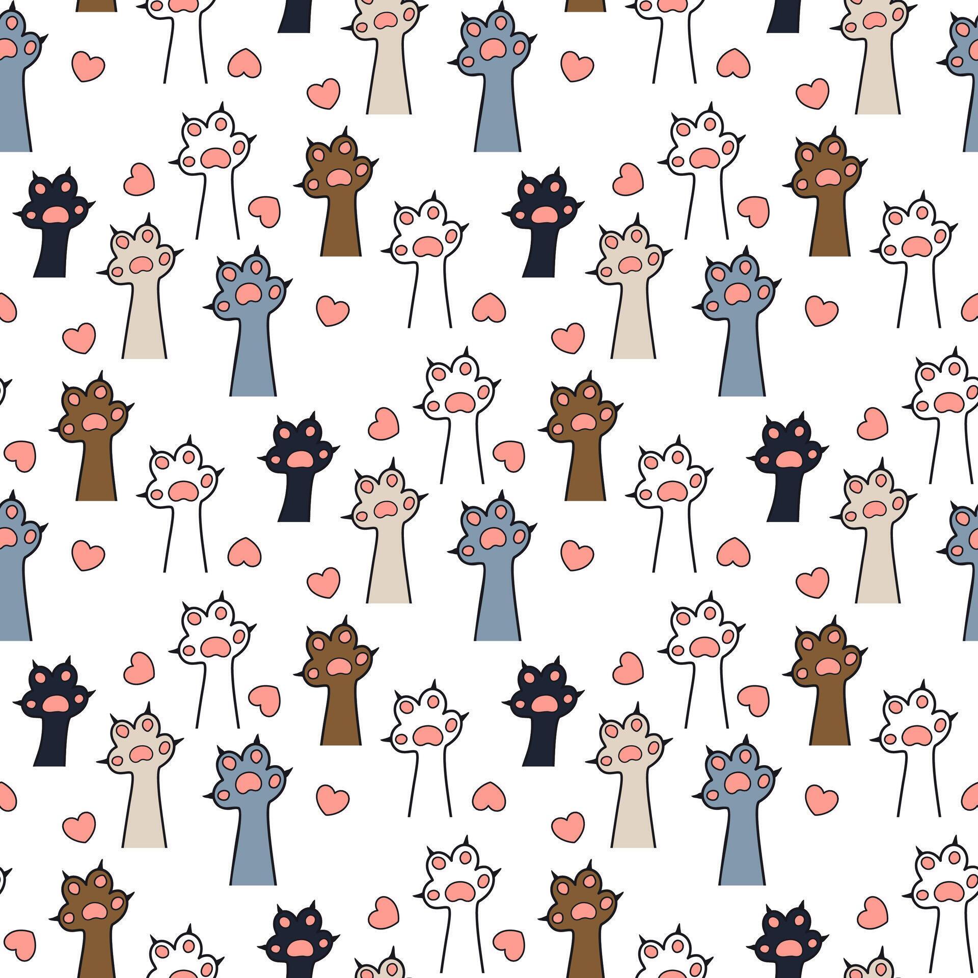 cat paws pattern 42656786 Vector Art at Vecteezy