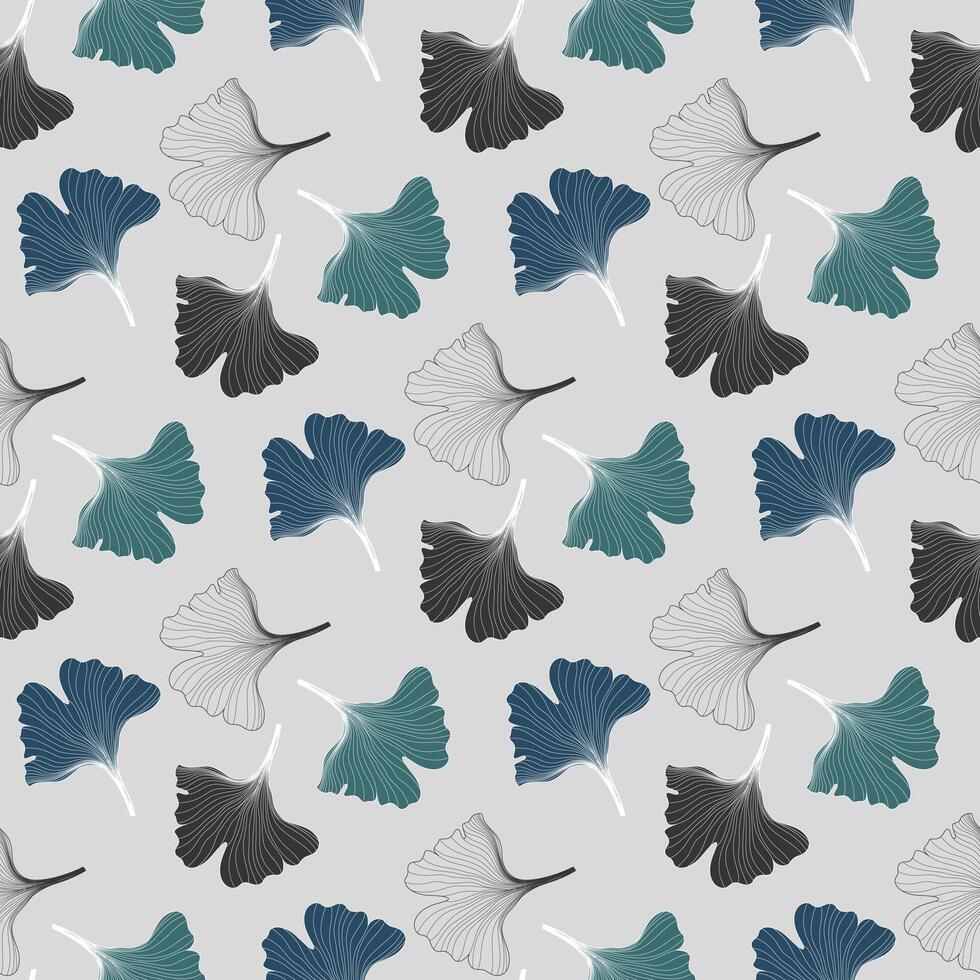 ginkgo leaves seamless pattern vector