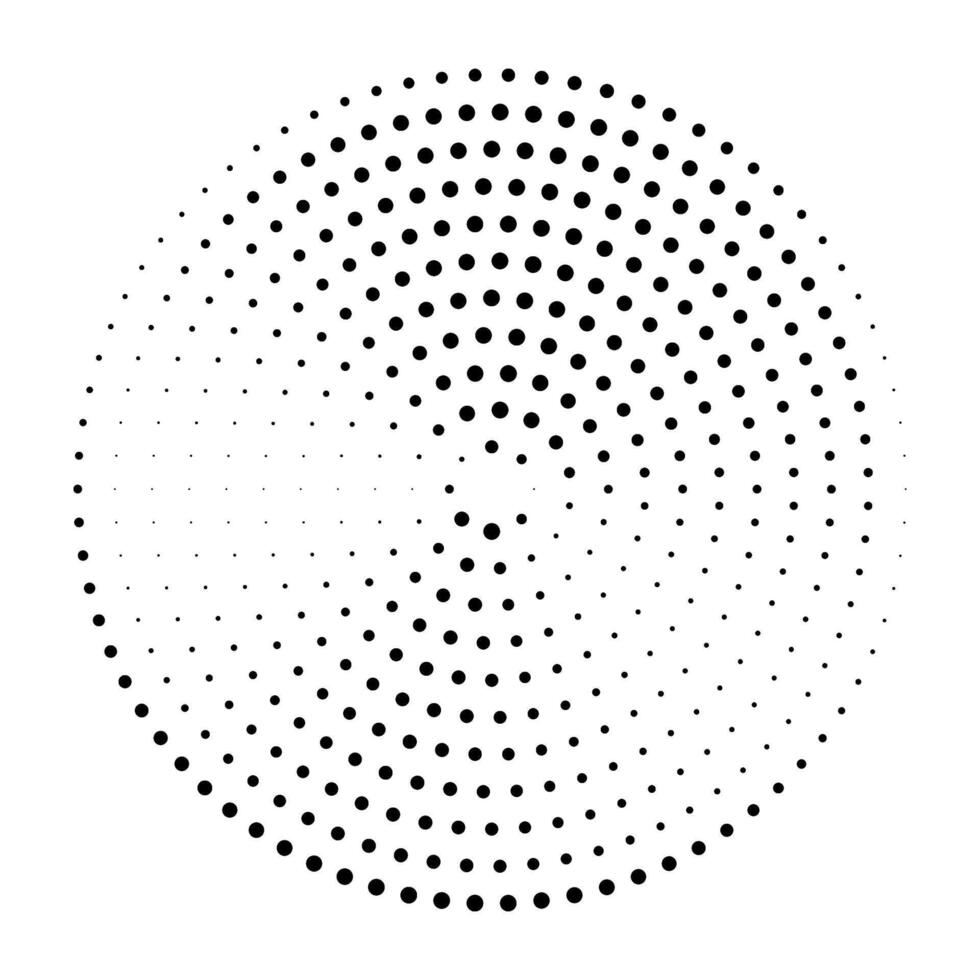 Black round dotted halftone gradient in a pop art comic style.  Circle dots texture isolated on white background. Spotted spray texture. vector
