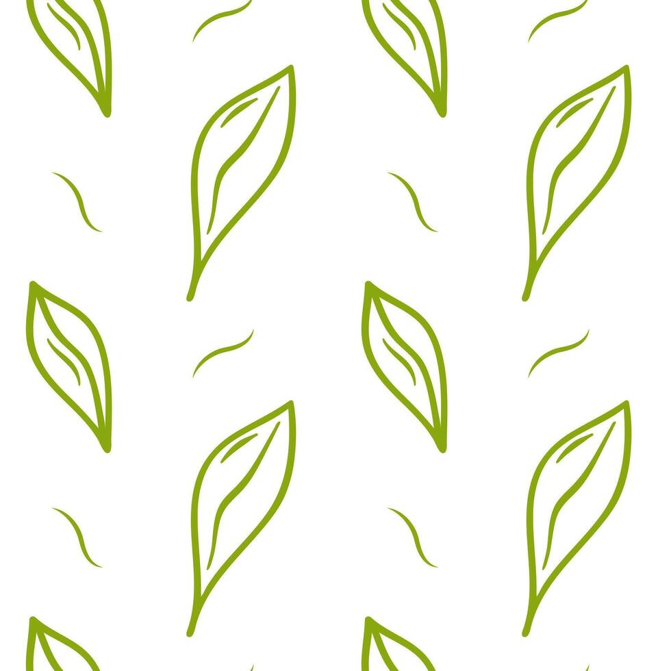 Decorative doodle seamless spring pattern. Endless elegant texture with leaves. Template for design fabric, backgrounds, wrapping paper, package, covers, apparel vector