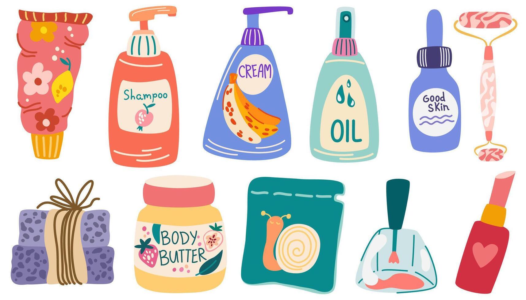 Beauty cosmetics set. Flat design vector illustration