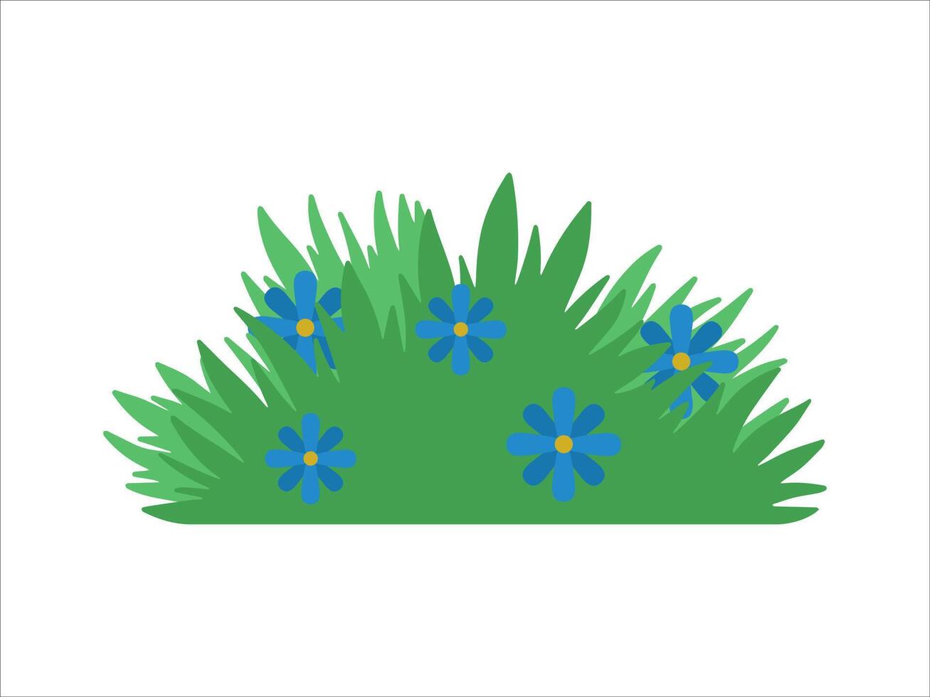 Bushes Grass with Flowers Illustration vector