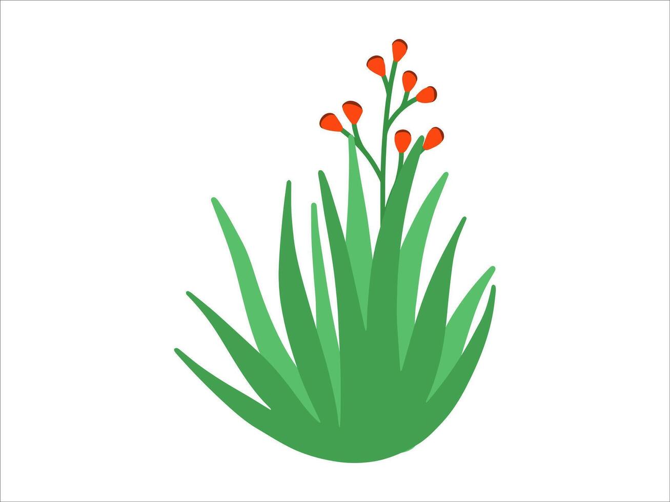 Bushes Grass with Flowers Illustration vector