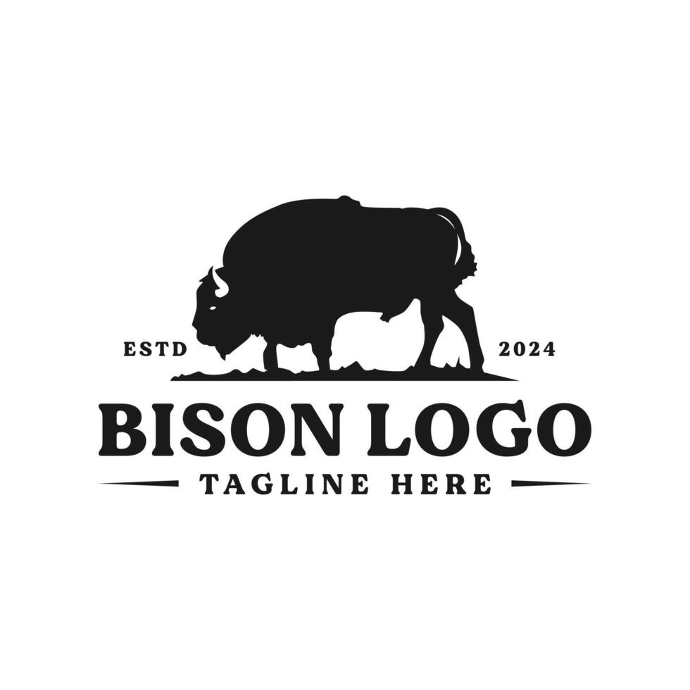 black bison illustration logo vector