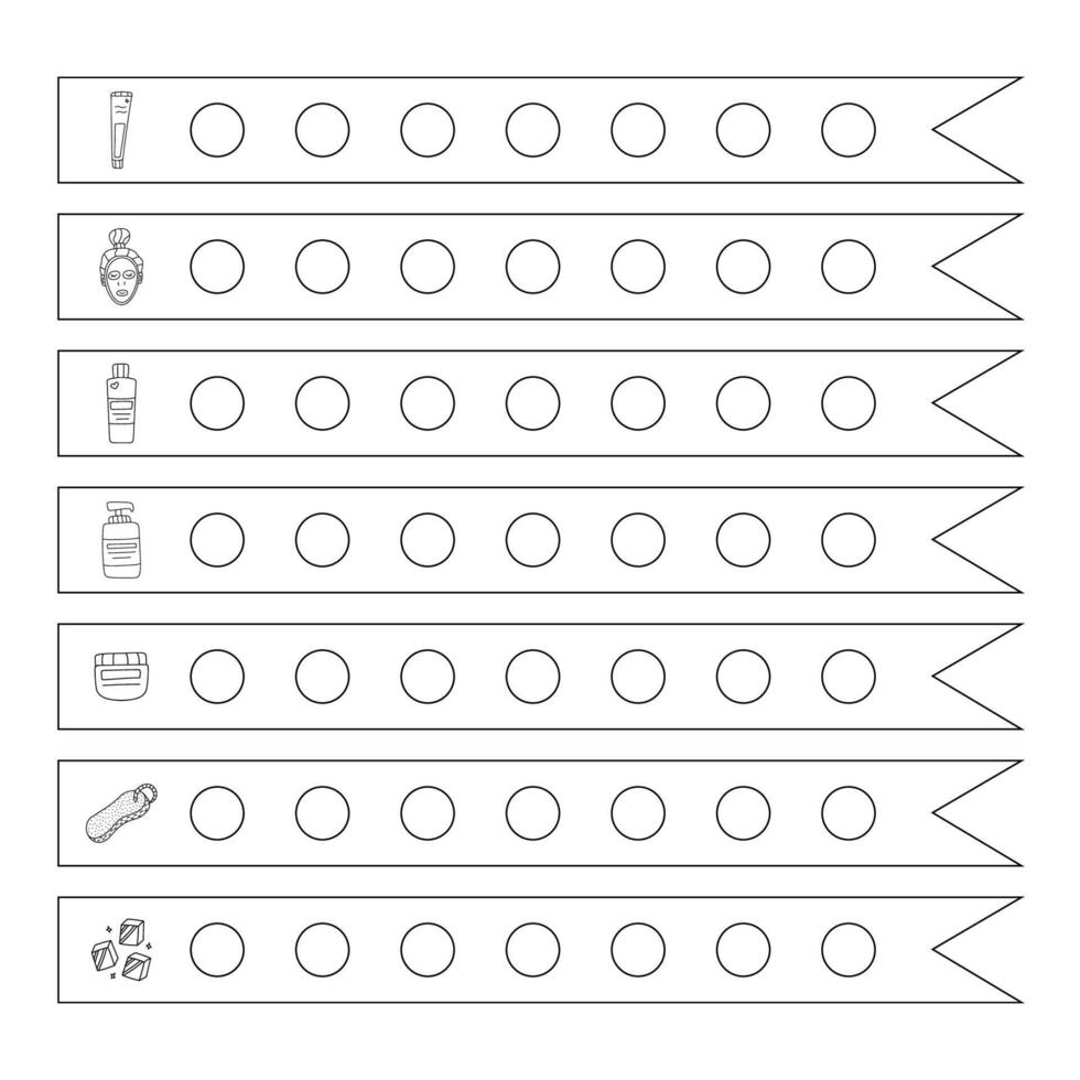 negro y blanco línea belleza rastreador de hábitos acerca de piel cuidado con linda mano dibujado vector ilustraciones. recordatorio de el Derecha cuidado secuencia para hermosa rostro. Lista de Verificación para planificadores, cuadernos