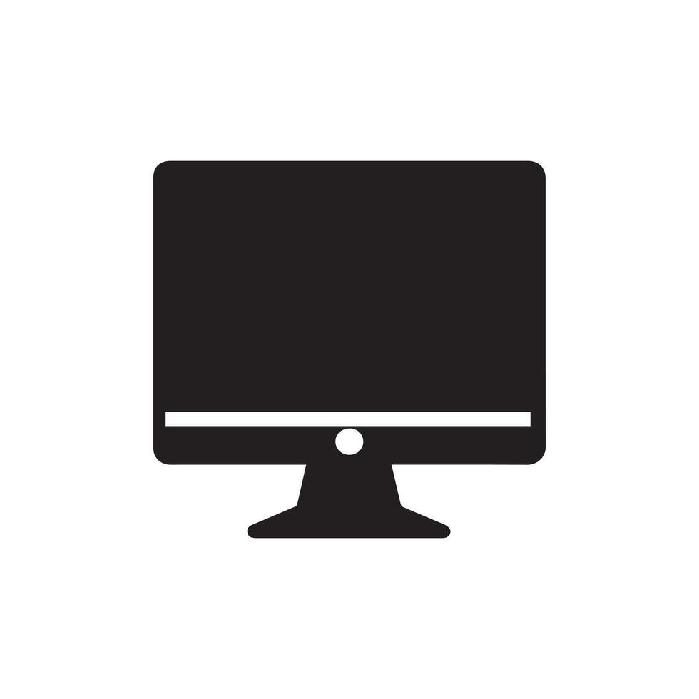 Monitor icon. Black Computer Monitor icon on white background. Vector illustration
