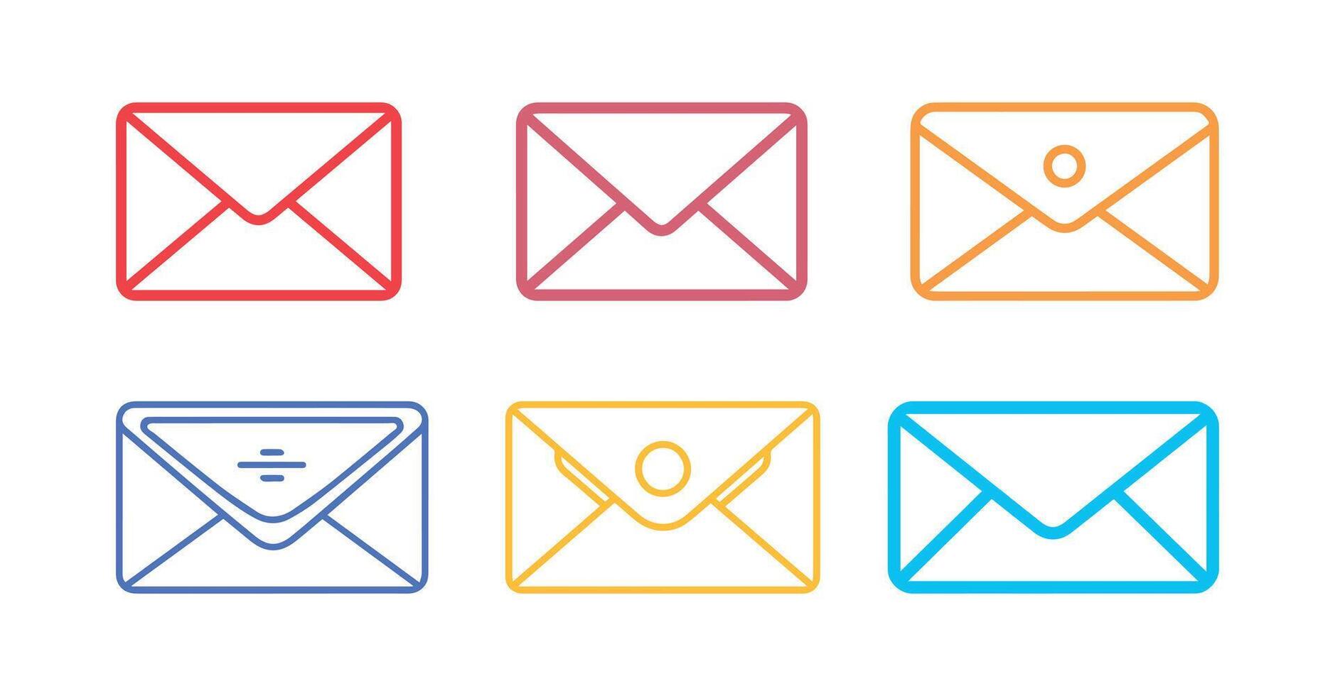 Set of Email icons. Vector illustration in outline color style