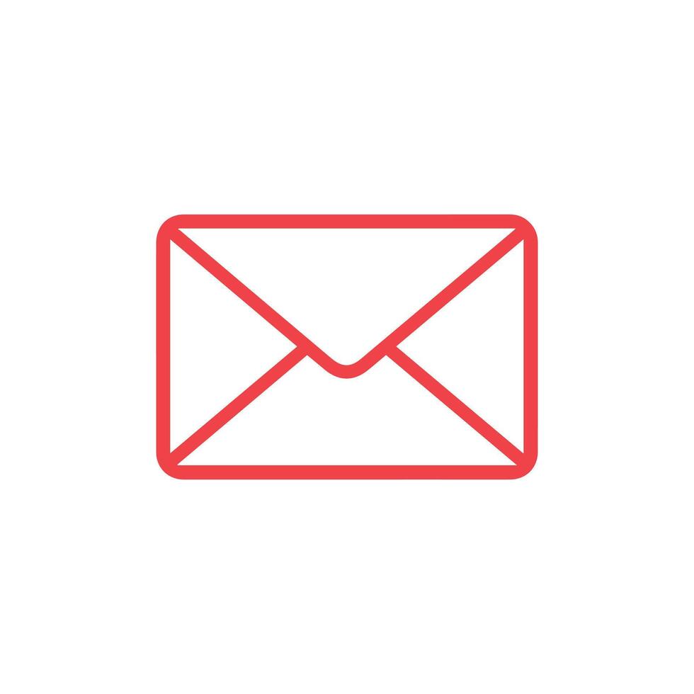 Email icon. Outline color email icon on white background. Vector illustration