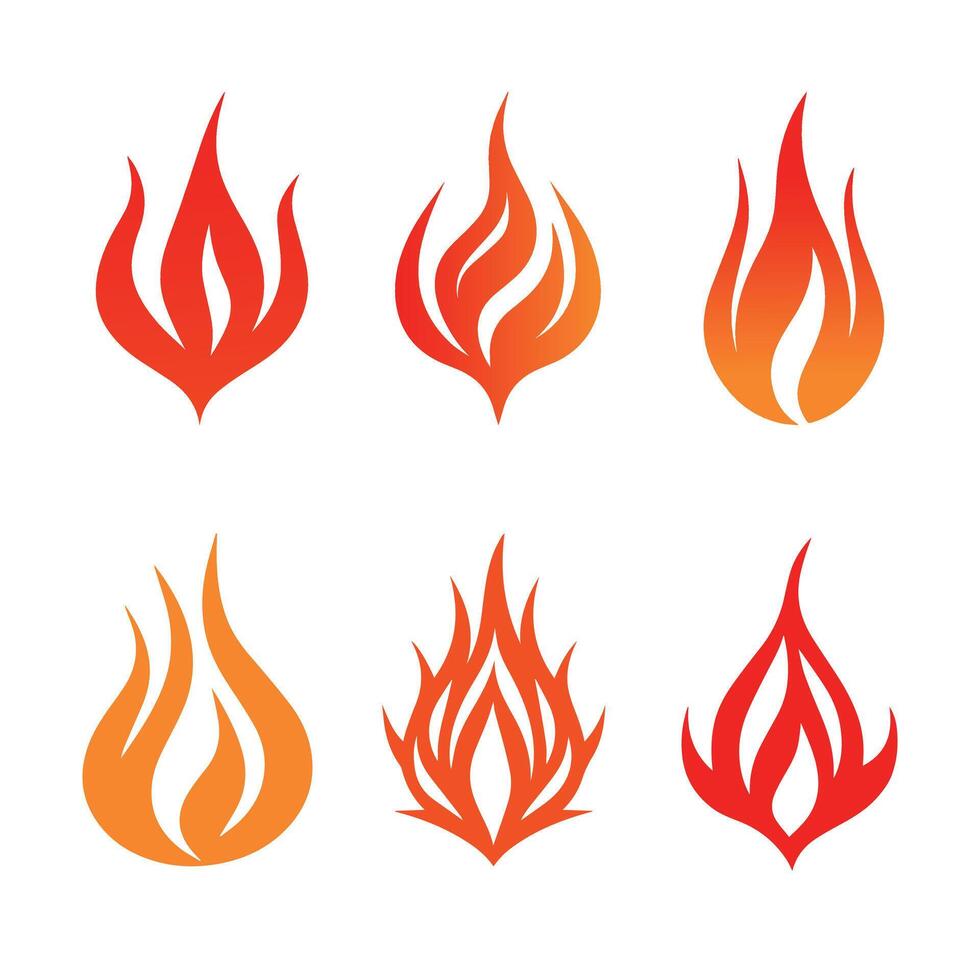 Fire flame icon set on white background. Vector illustration in trendy flat style