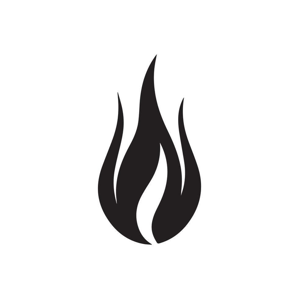 Fire icon. Black fire flame icon on white background. Vector illustration