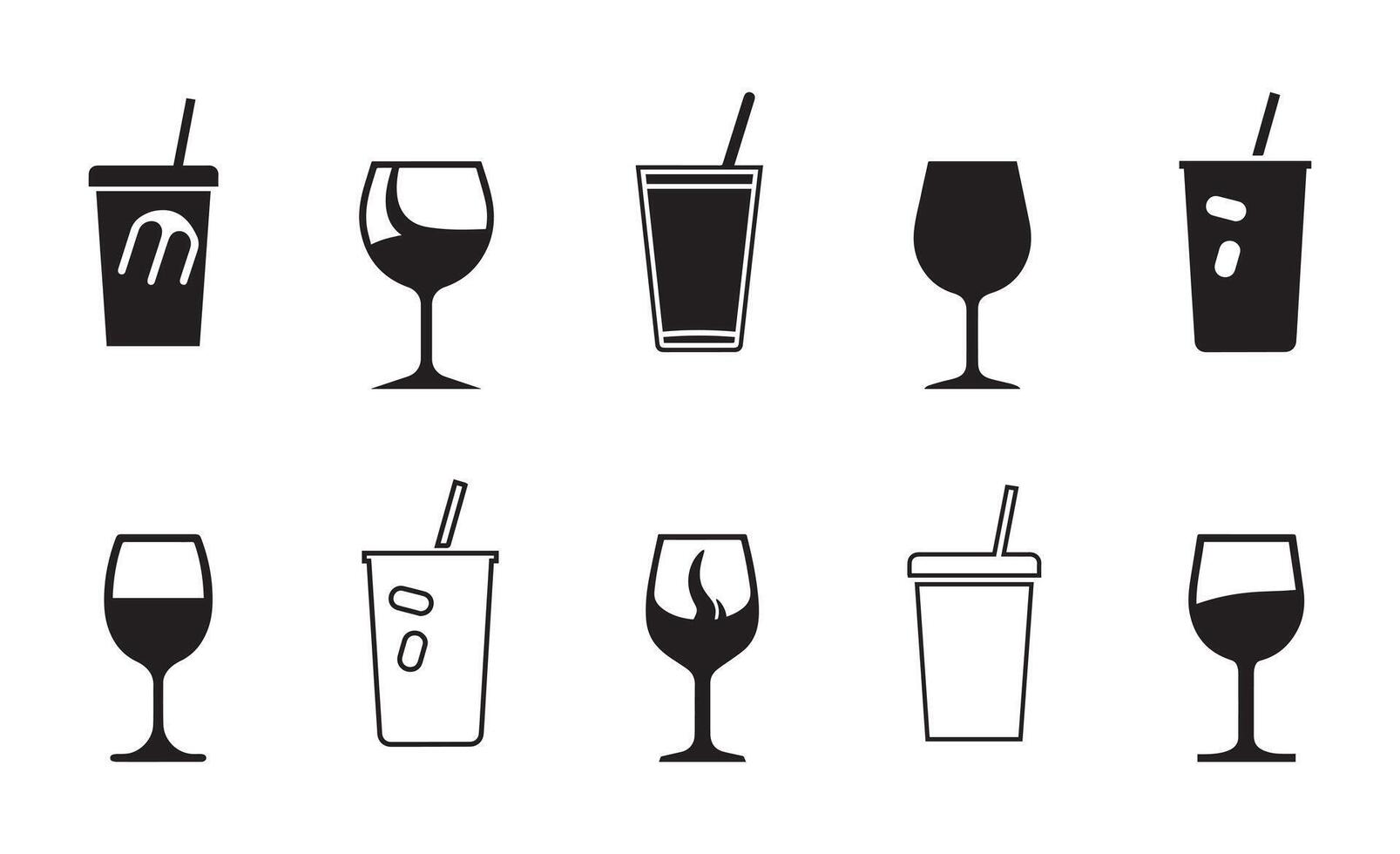 Drinks icon set over white background, silhouette style concept. vector illustration