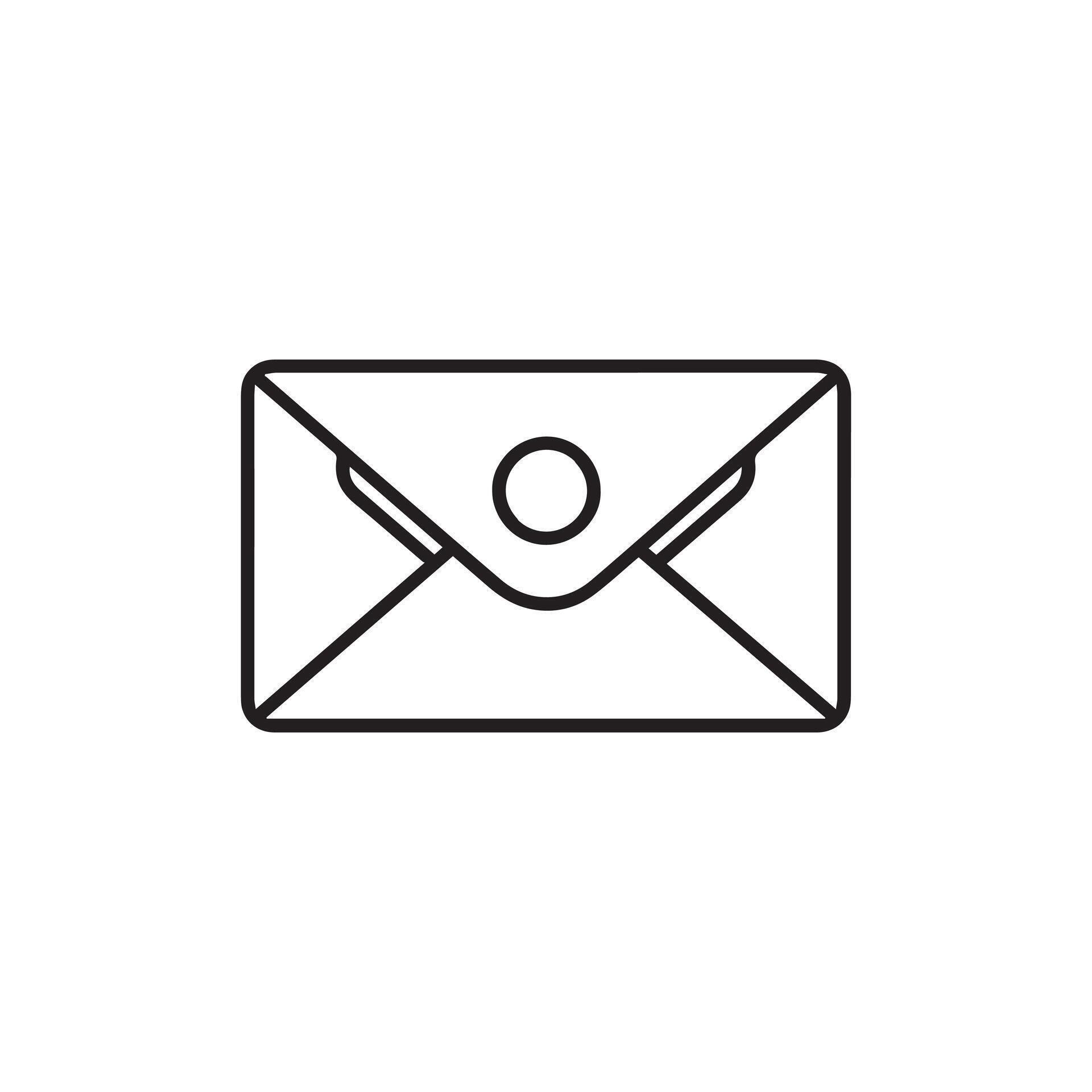 Email icon. Black outline Email icon on white background. Vector