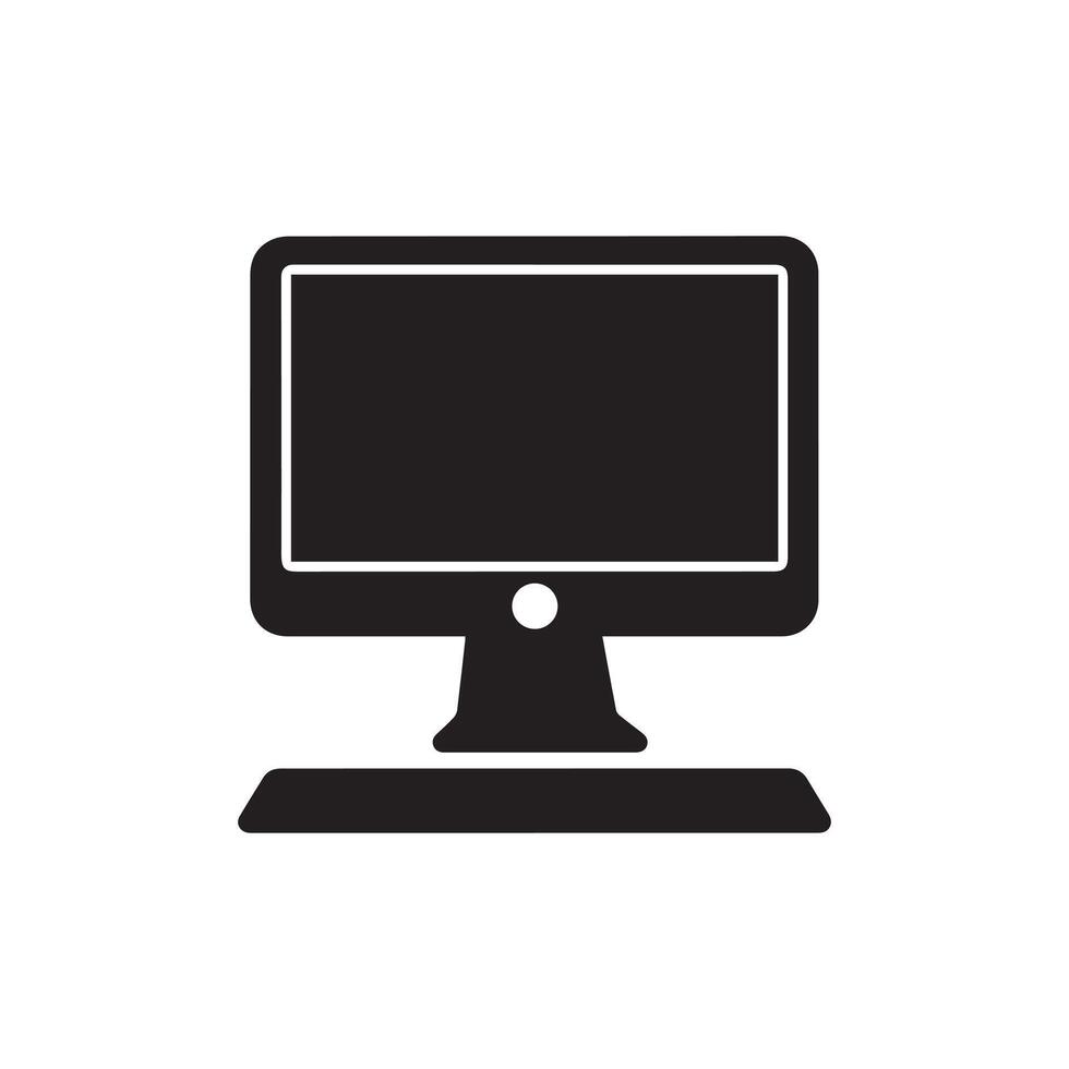 Monitor icon. Black Computer Monitor icon on white background. Vector illustration