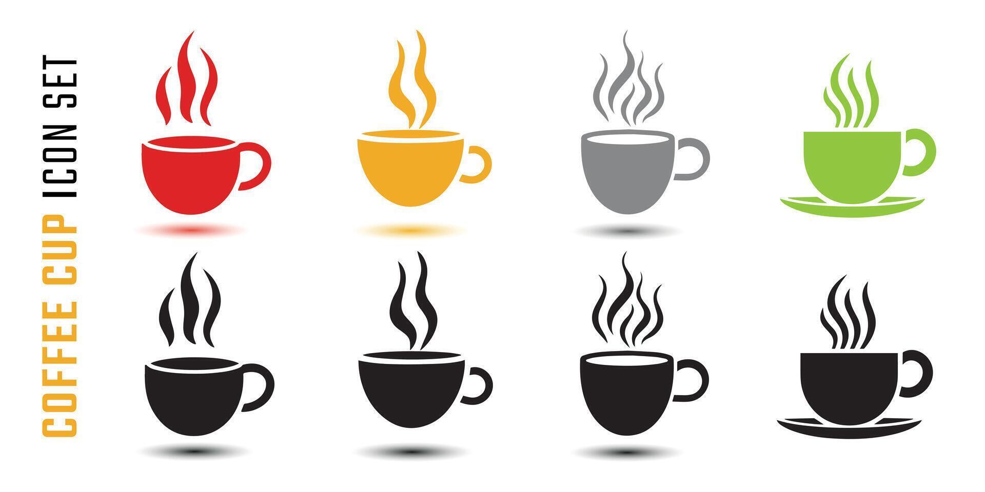 Set of Coffee cup icons. Vector illustration in flat style
