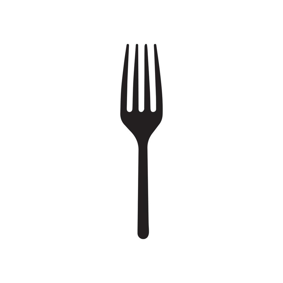 Fork icon. Black Fork icon on white background. Vector illustration