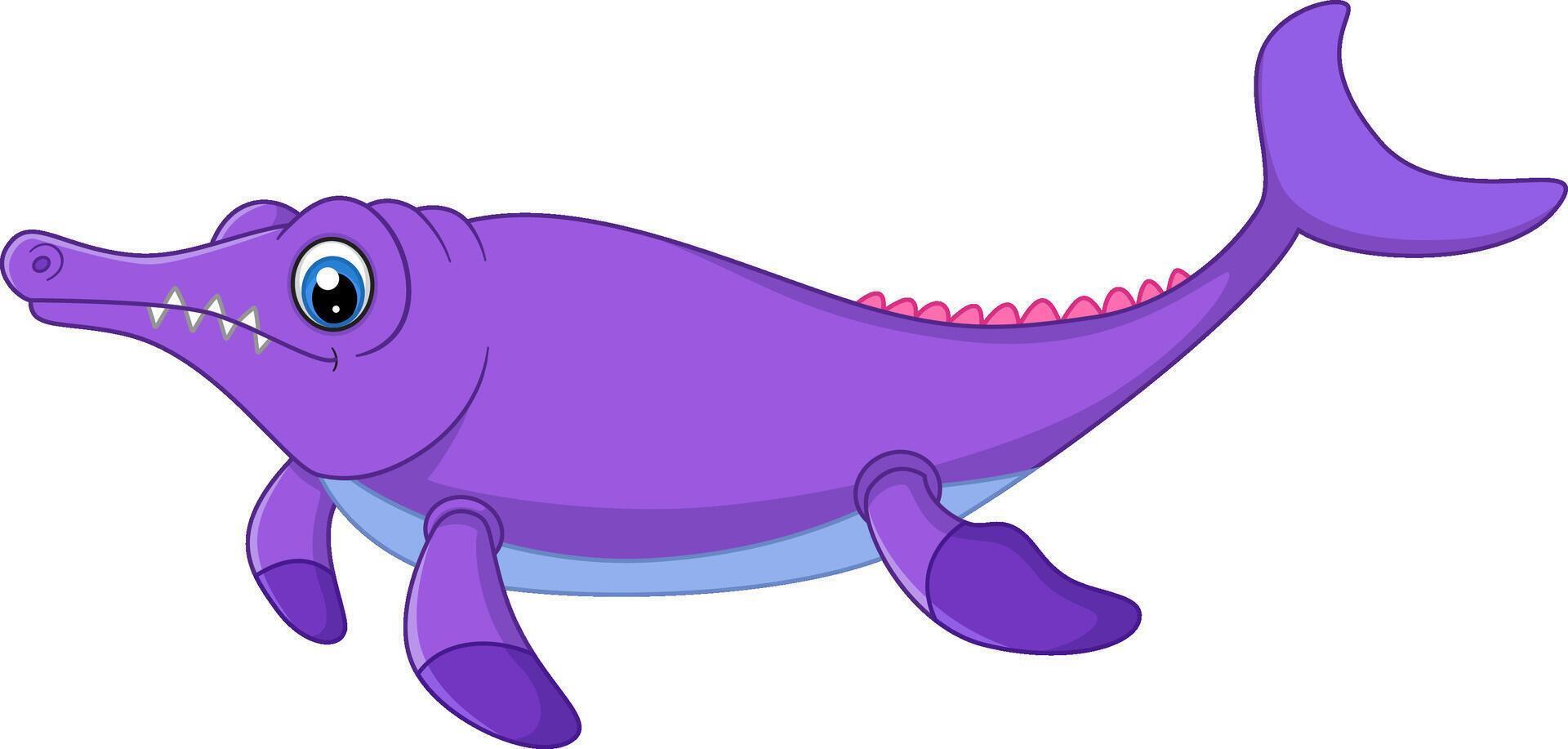 Cartoon plesiosuchus on white background vector