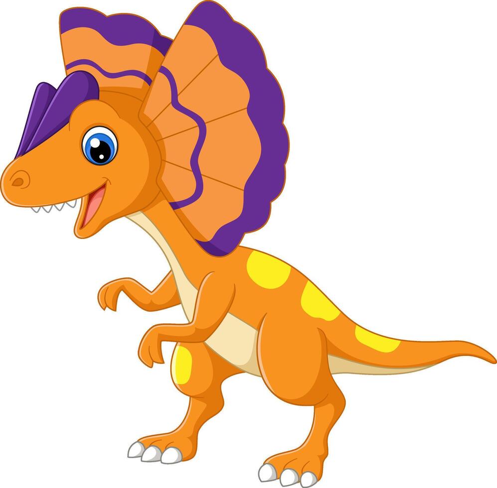 Cartoon dilaphosaurus on white background vector