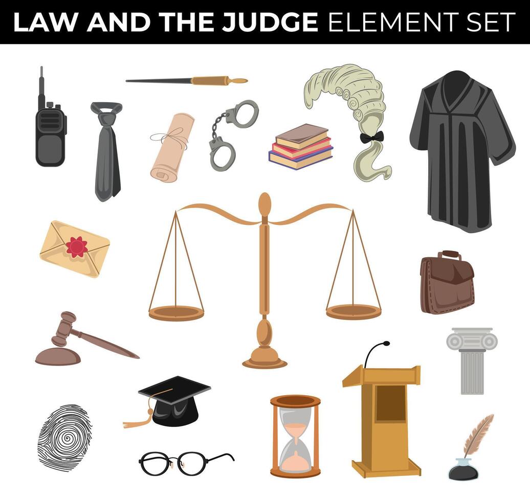 law and the judge design element illustration set vector
