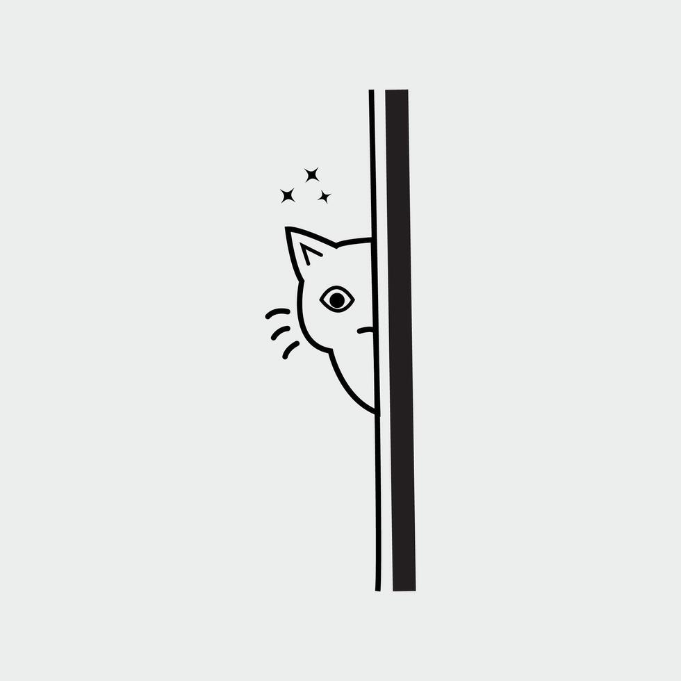 cute cat peeking. vector art design. cartoon. comic.