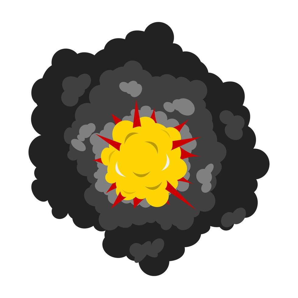 Cartoon dynamite or bomb explosion. Boom clouds and smoke. explosive. vector