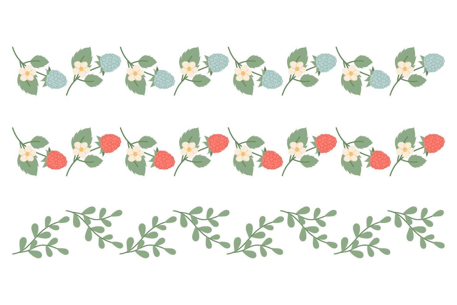 Decorative frame, border in flat style. Ripe berries in flat style. Set of botanical frames. vector