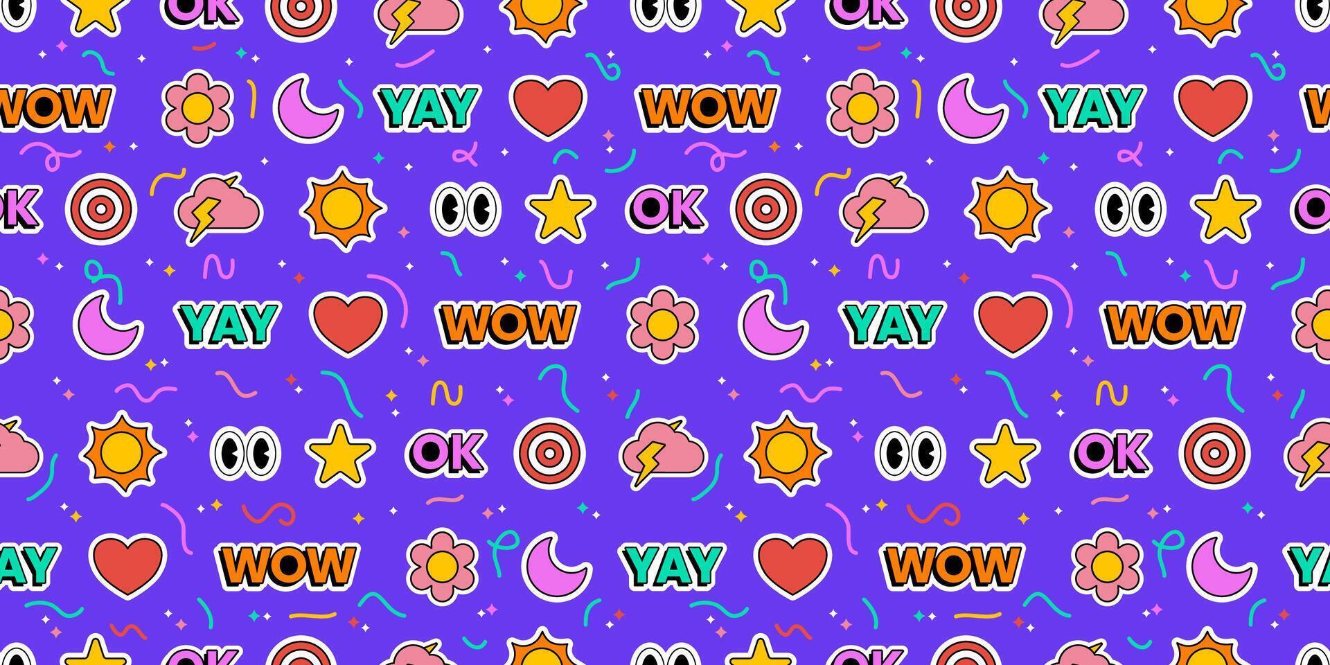 Cute retro doodle cartoon repetitive pattern. Vector illustration suitable for prints.