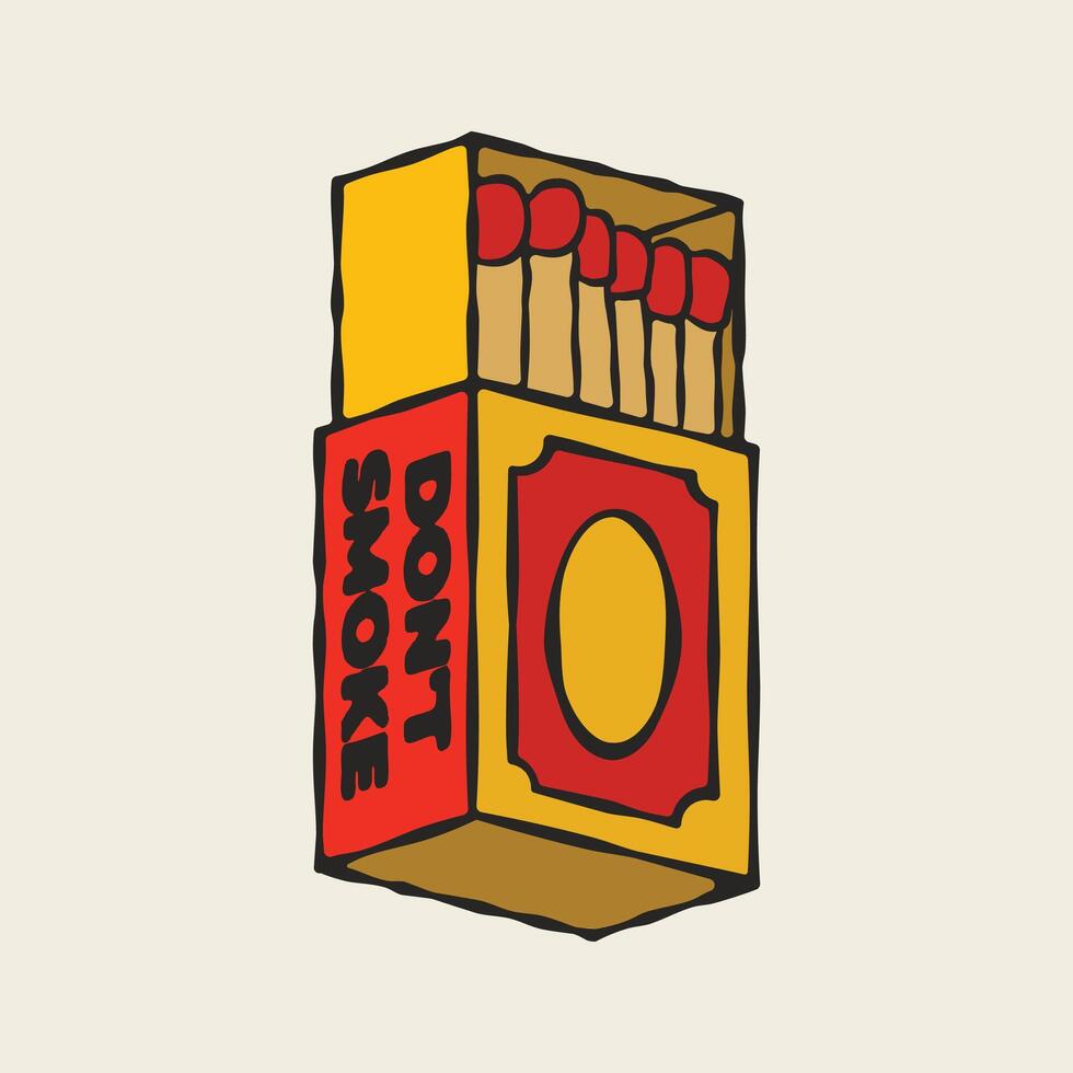 Vintage matches illustration with don't smoke typography design for prints. vector