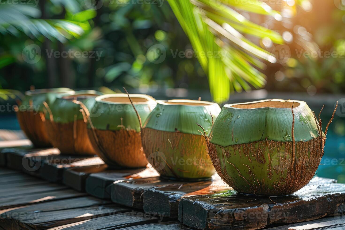 AI generated Organic fresh tropical young green coconut professional advertising food photography photo