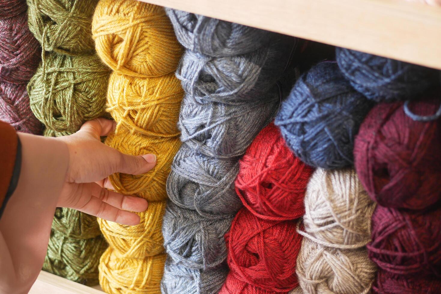 Knitting yarn for handmade winter clothes. photo