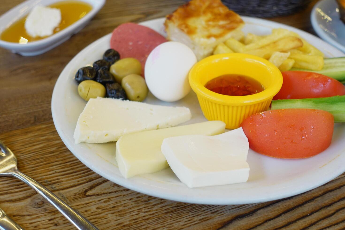 Turkish Breakfast Served on Table photo