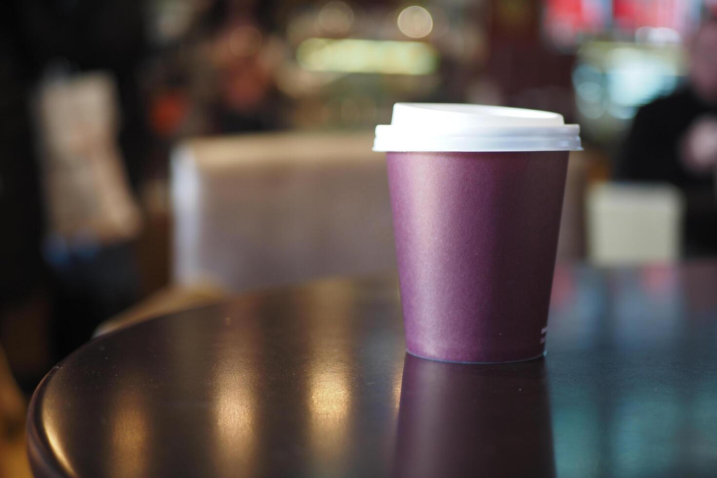 Blank take away kraft coffee cup on table , photo