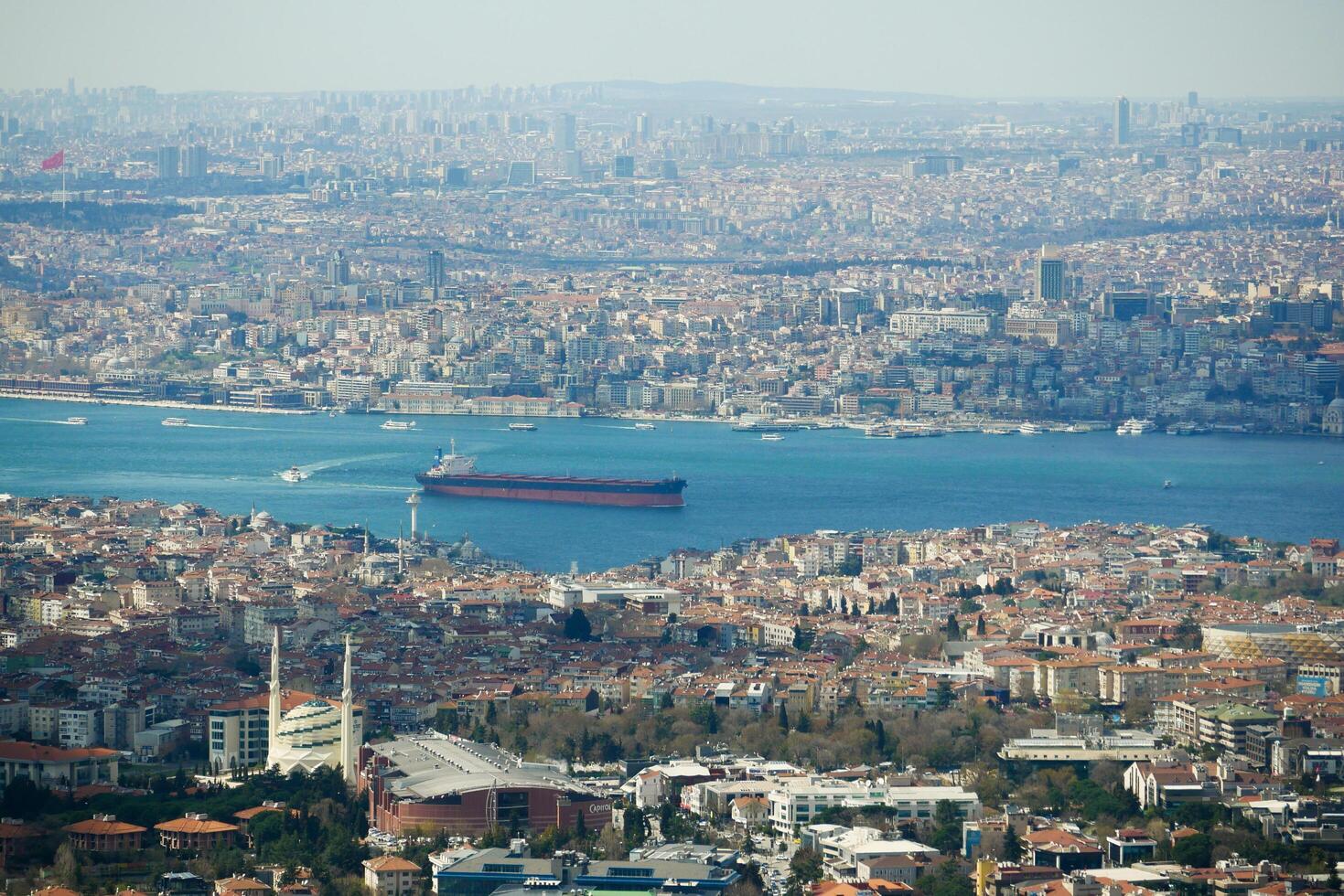 arial view of Bosporus and istanbul city photo