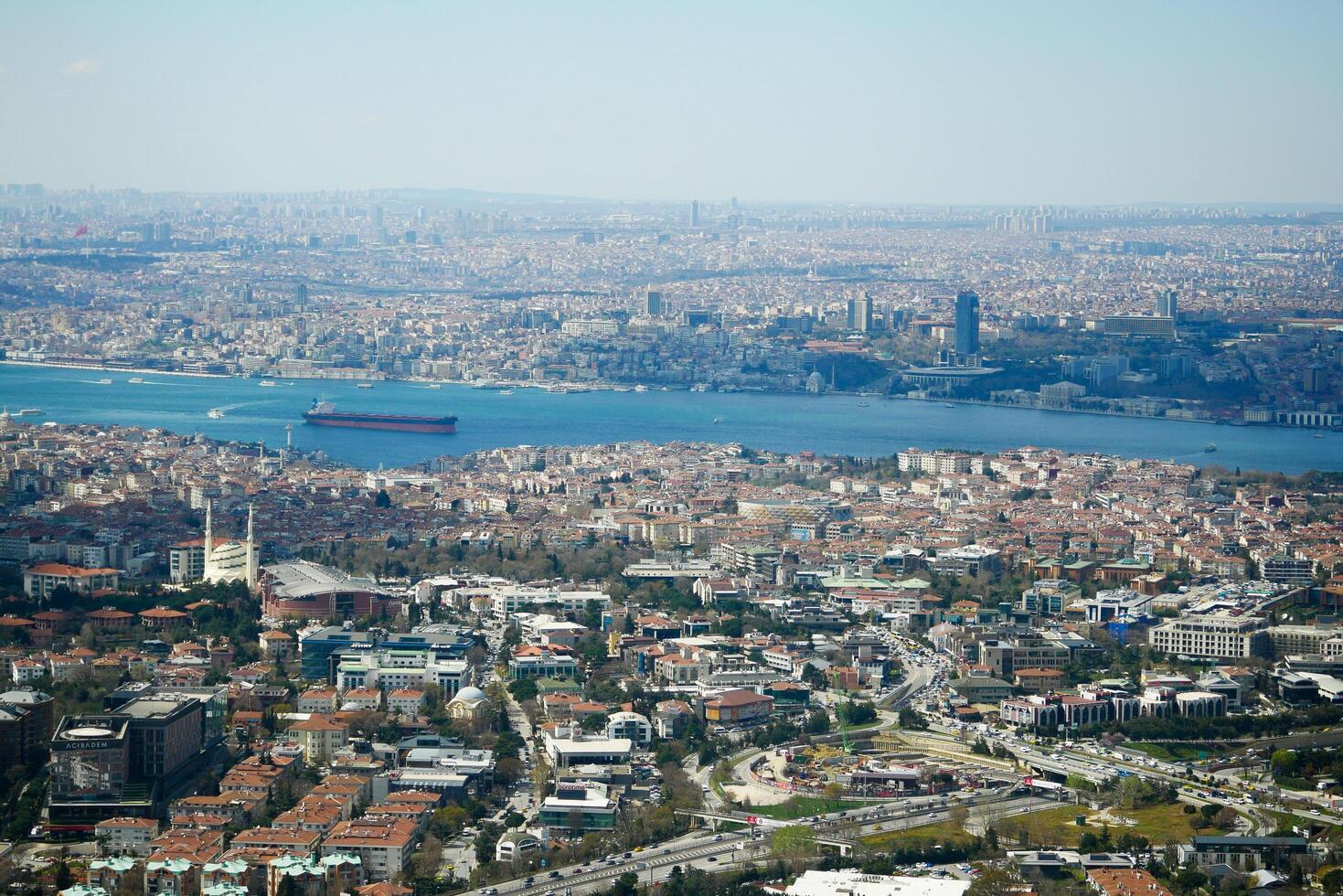 arial view of Bosporus and instanbul city photo