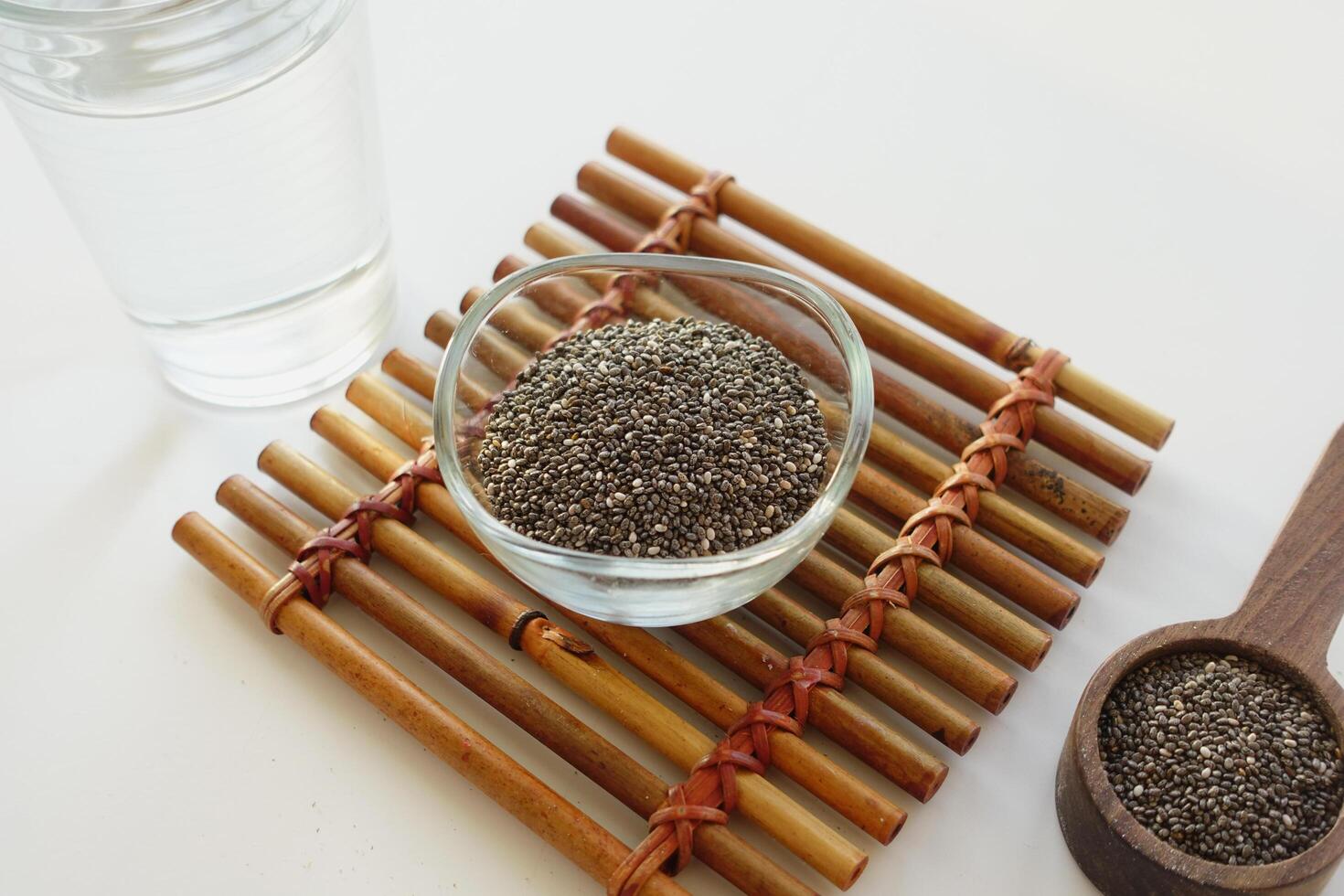 close up of chia seed in a container , photo