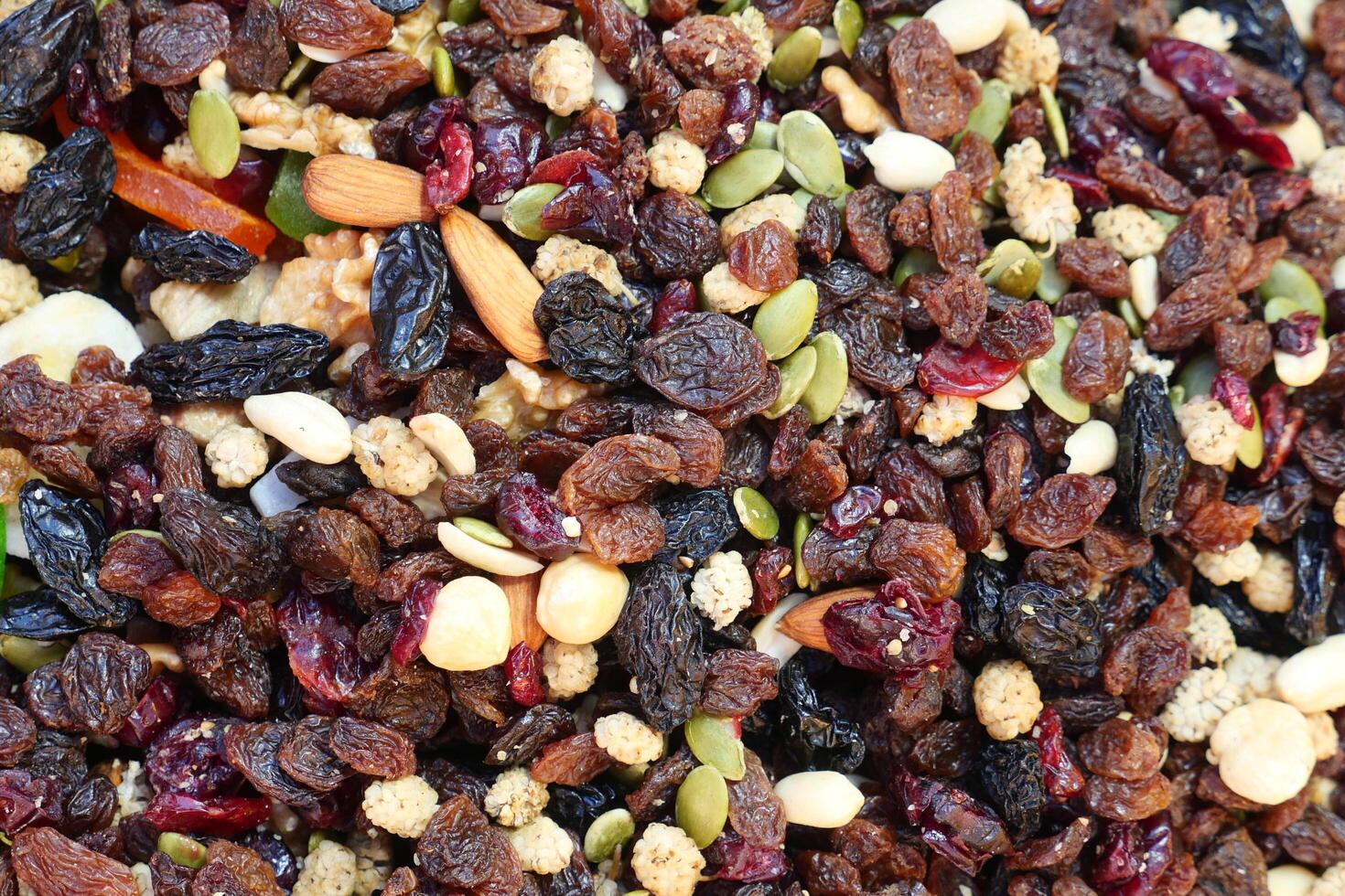 close up of many mixed nuts photo