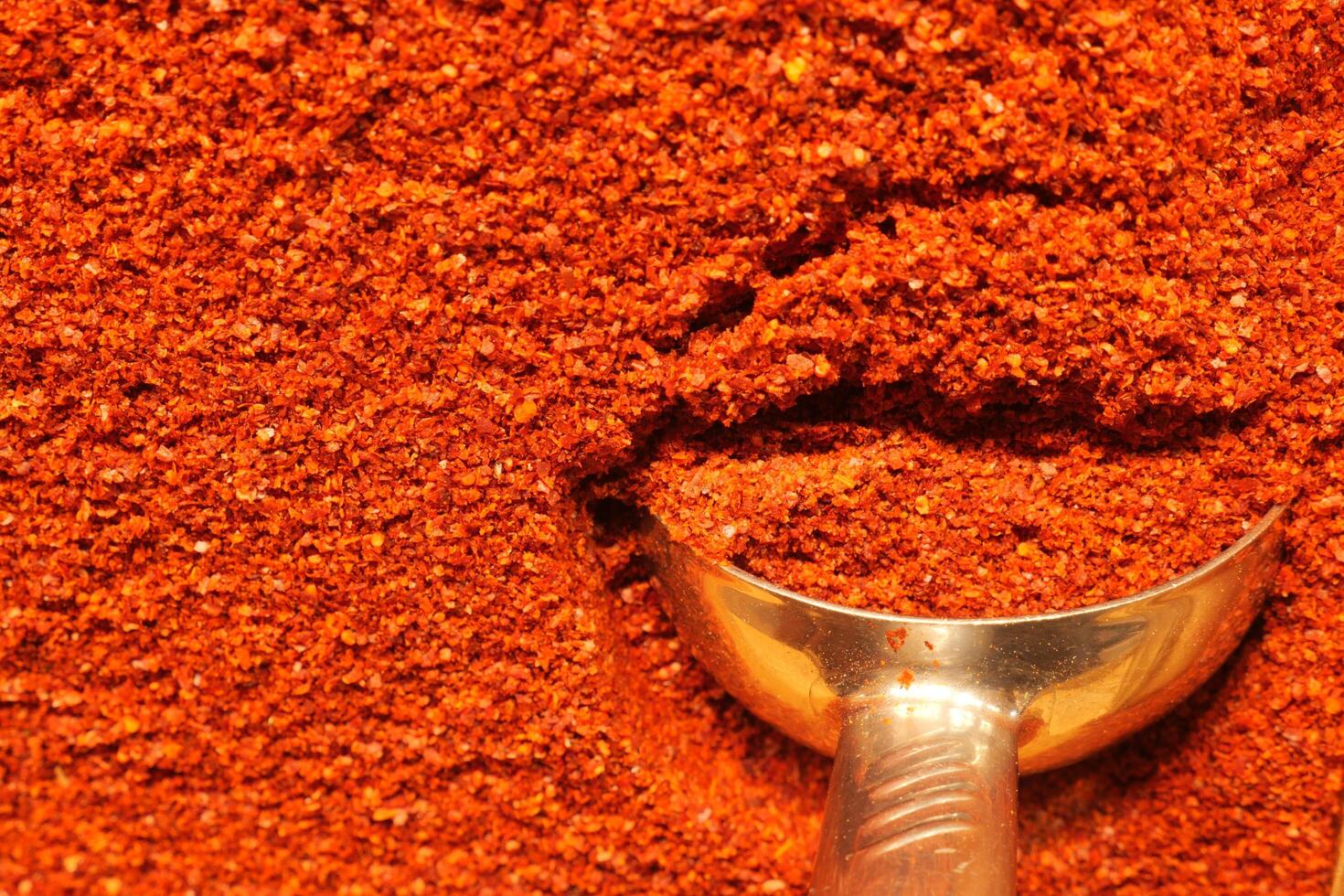 Paprika powder, red chilli paper powder on bazaar photo