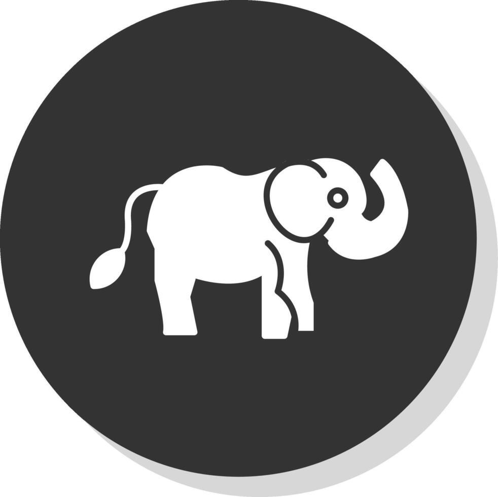 Elephant Glyph Grey Circle  Icon vector