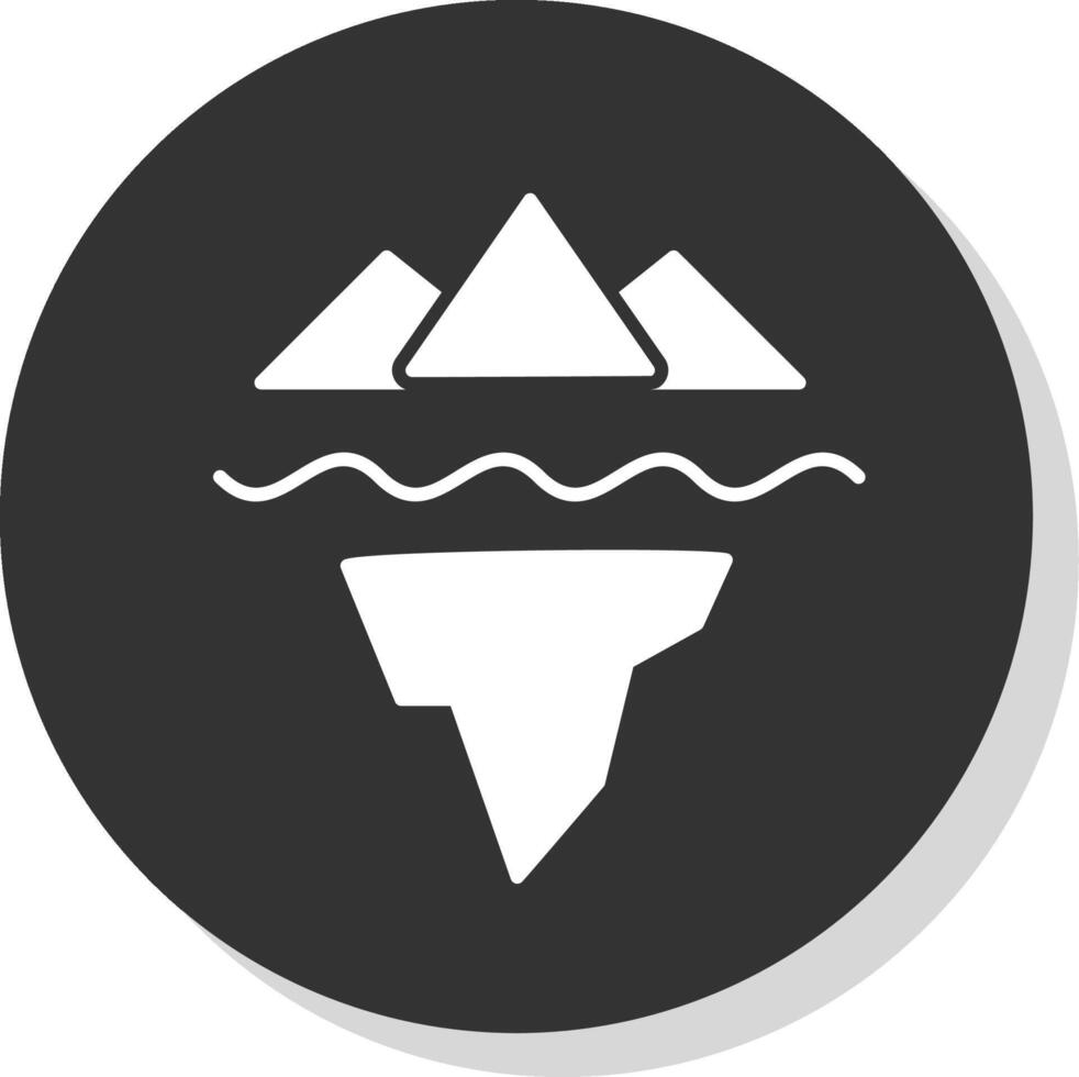 iceberg glifo gris circulo icono vector